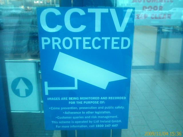 A Data Protection notice from Aldi showing the reasons for which CCTV is being captured (its use), who it will be disclosed to, and who the Data Controller is and how to contact them.